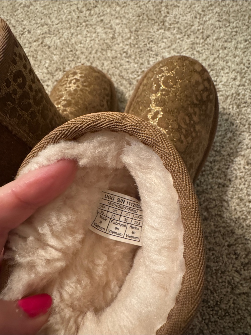 UGG Metallic Leopard Glitter Short Boots - Chestnut Gold - Picture 3 of 5
